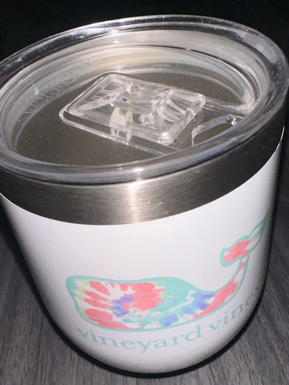 Vineyard Vines White Tie-Dye Whale Insulated 12 fl oz Stemless Tumbler